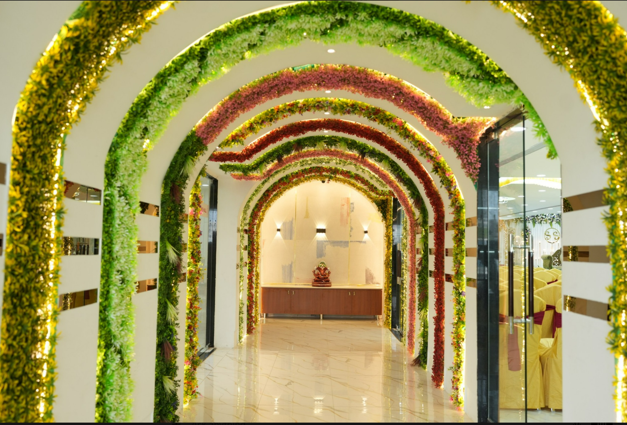 Modern function hall interior near KPHB and Miyapur Hyderabad